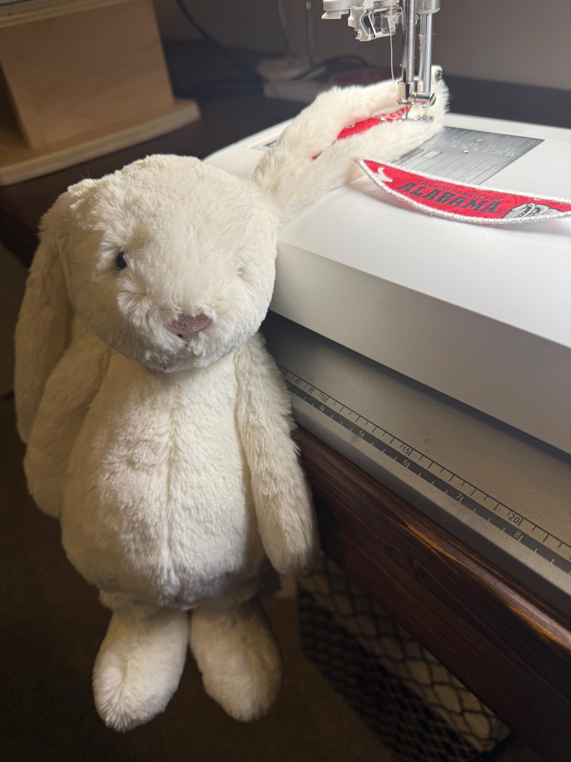Collegiate Keepsake Bunny - The University of Alabama - White or Gray - Medium Bunny