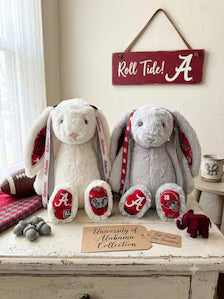 Collegiate Keepsake Bunny - The University of Alabama - White or Gray - Medium Bunny