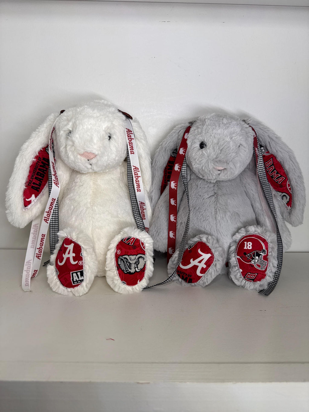 Collegiate Keepsake Bunny - The University of Alabama - White or Gray - Medium Bunny
