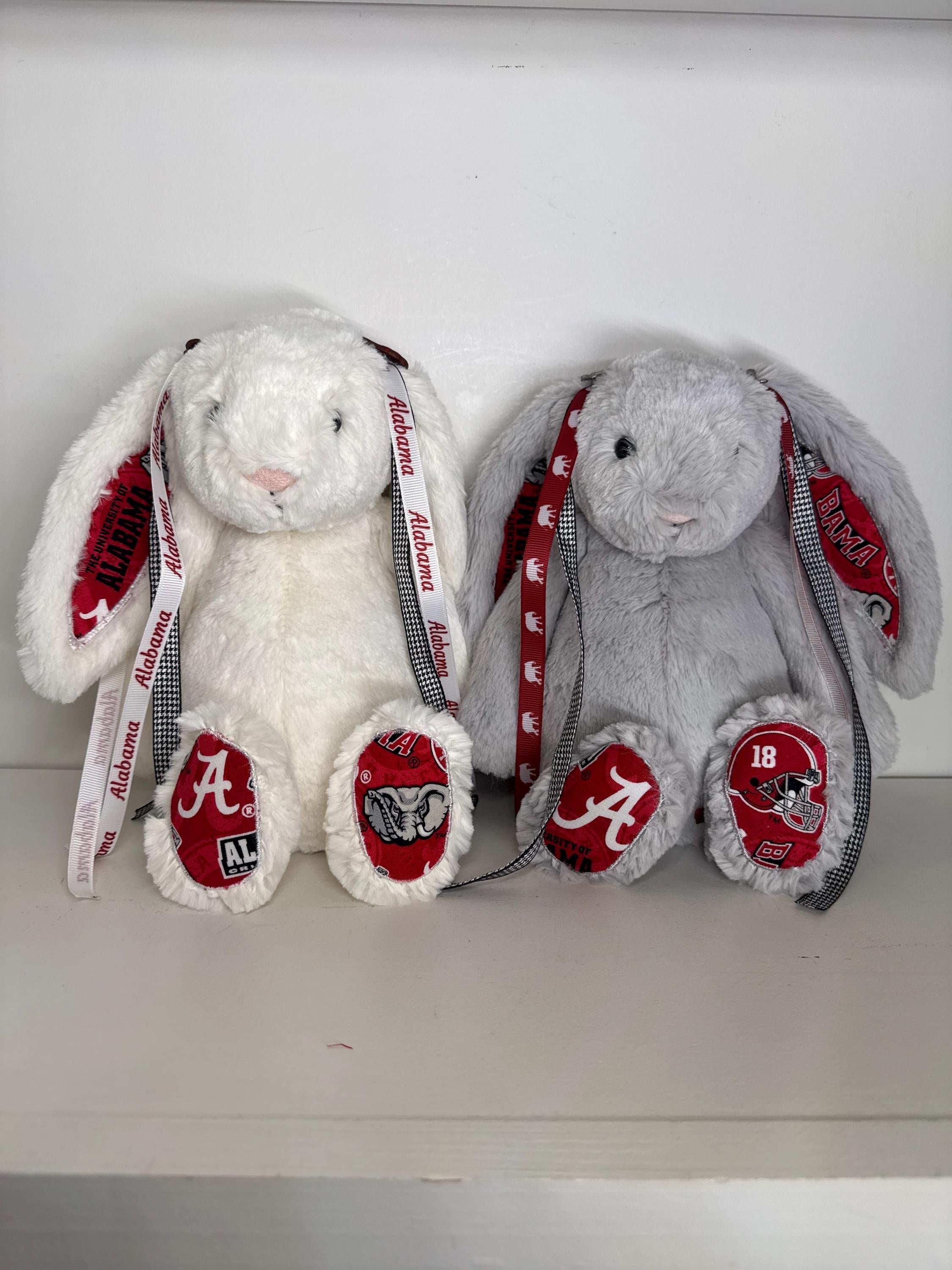 Collegiate Keepsake Bunny - The University of Alabama - White or Gray - Medium Bunny