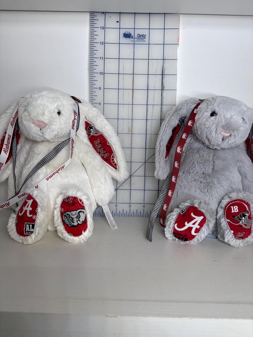 Collegiate Keepsake Bunny - The University of Alabama - White or Gray - Medium Bunny