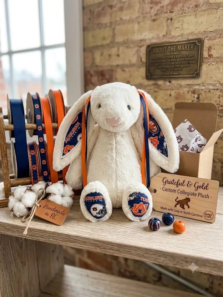 Hand-Customized Collegiate Keepsake Bunny - Auburn University - Large Bunny