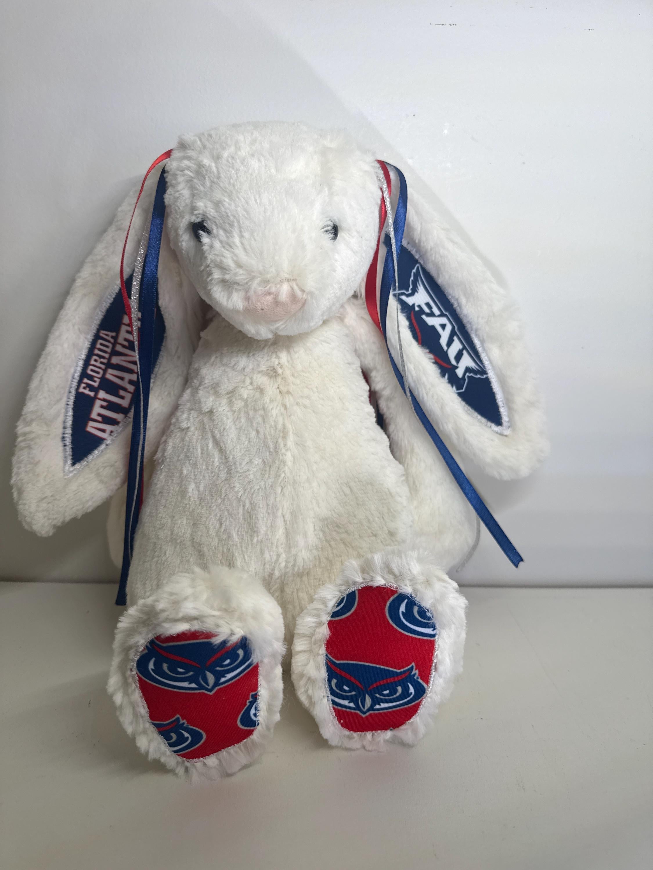Hand-Customized Collegiate Keepsake Bunny - Florida Atlantic University - Large Bunny