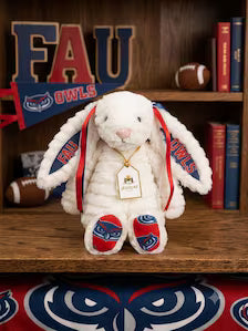 Hand-Customized Collegiate Keepsake Bunny - Florida Atlantic University - Medium Bunny