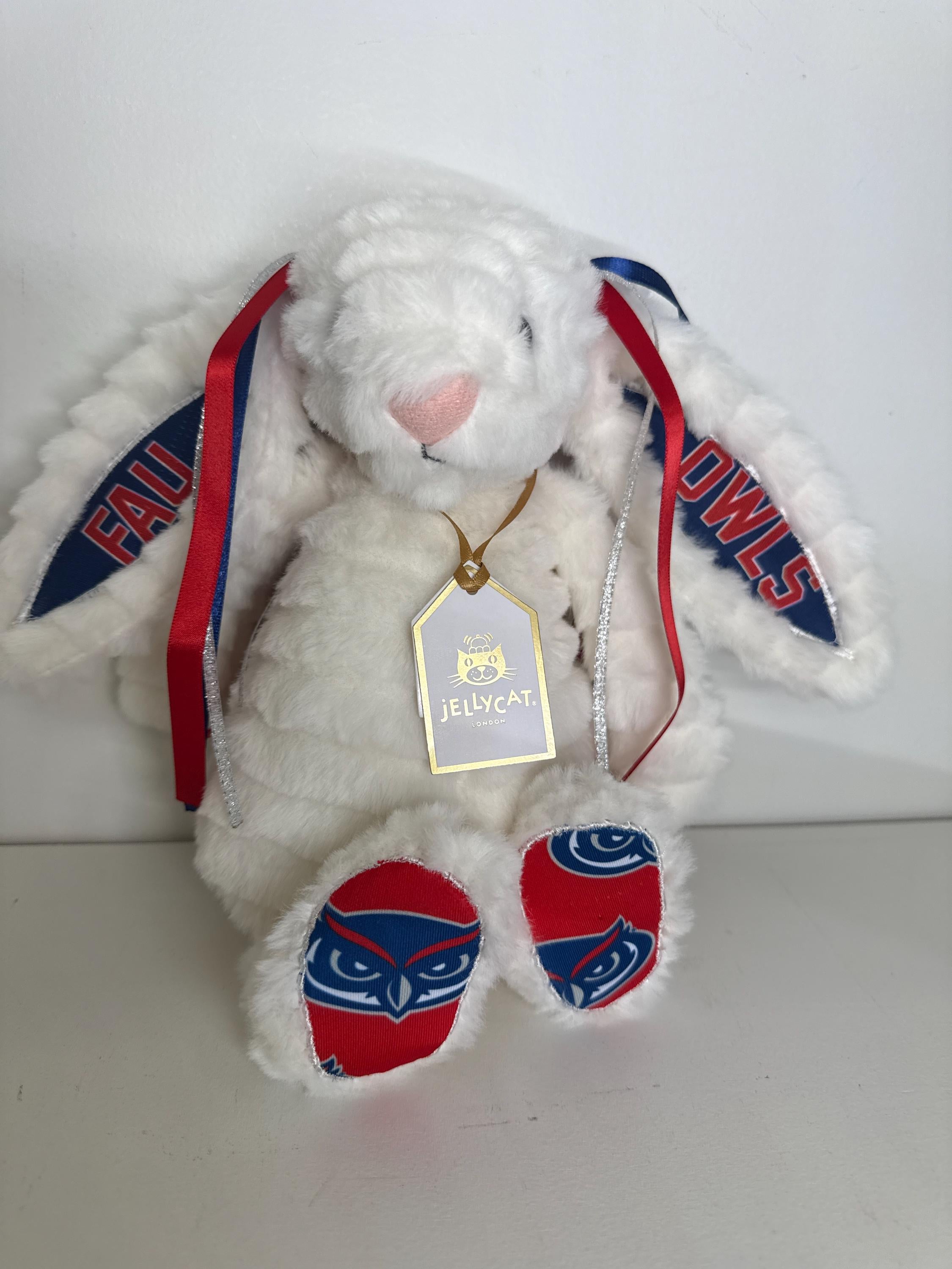 Hand-Customized Collegiate Keepsake Bunny - Florida Atlantic University - Medium Bunny