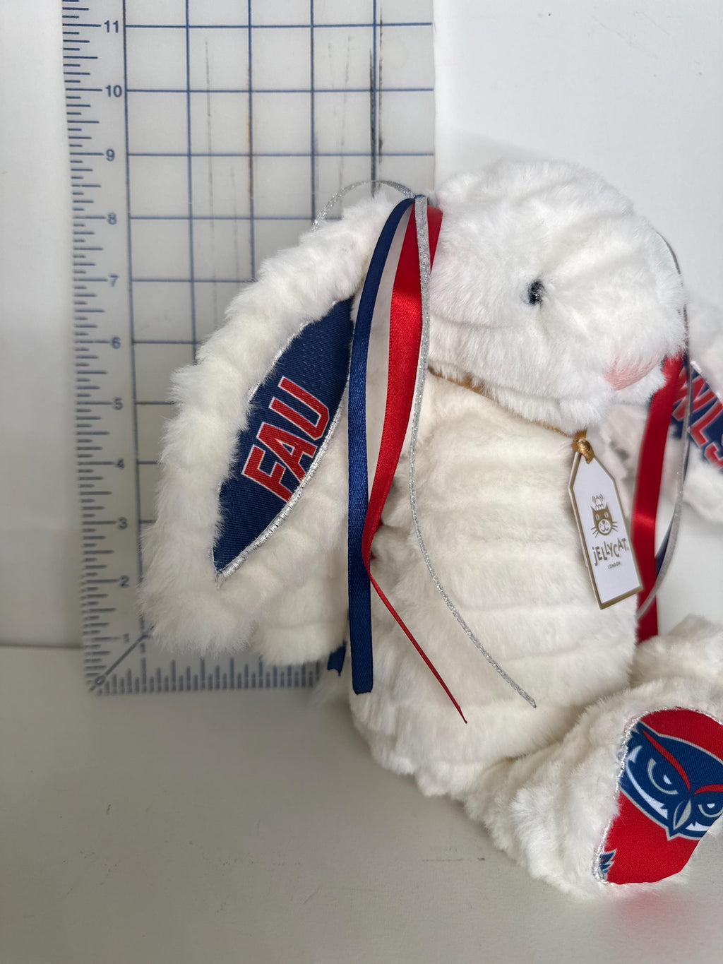 Hand-Customized Collegiate Keepsake Bunny - Florida Atlantic University - Medium Bunny