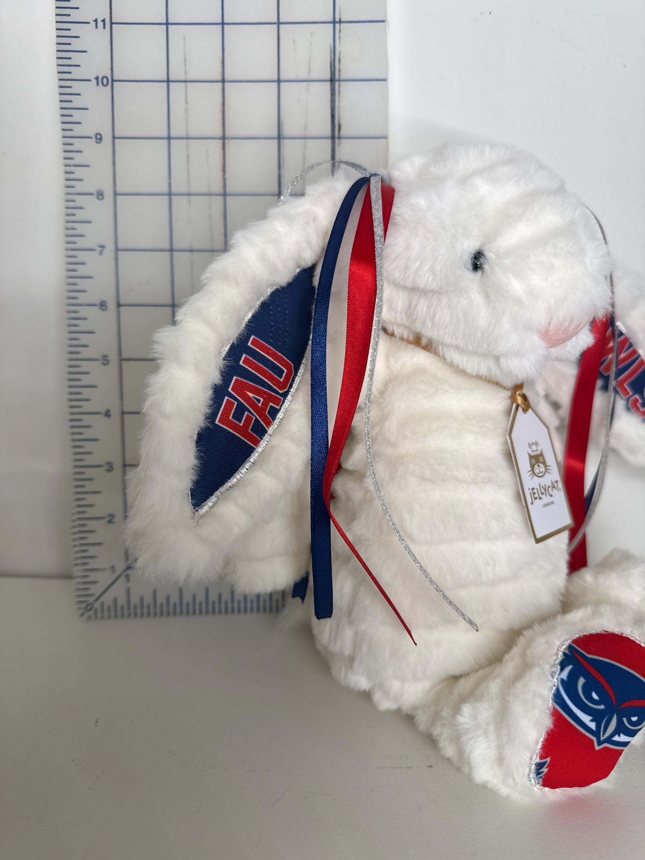 Hand-Customized Collegiate Keepsake Bunny - Florida Atlantic University - Medium Bunny