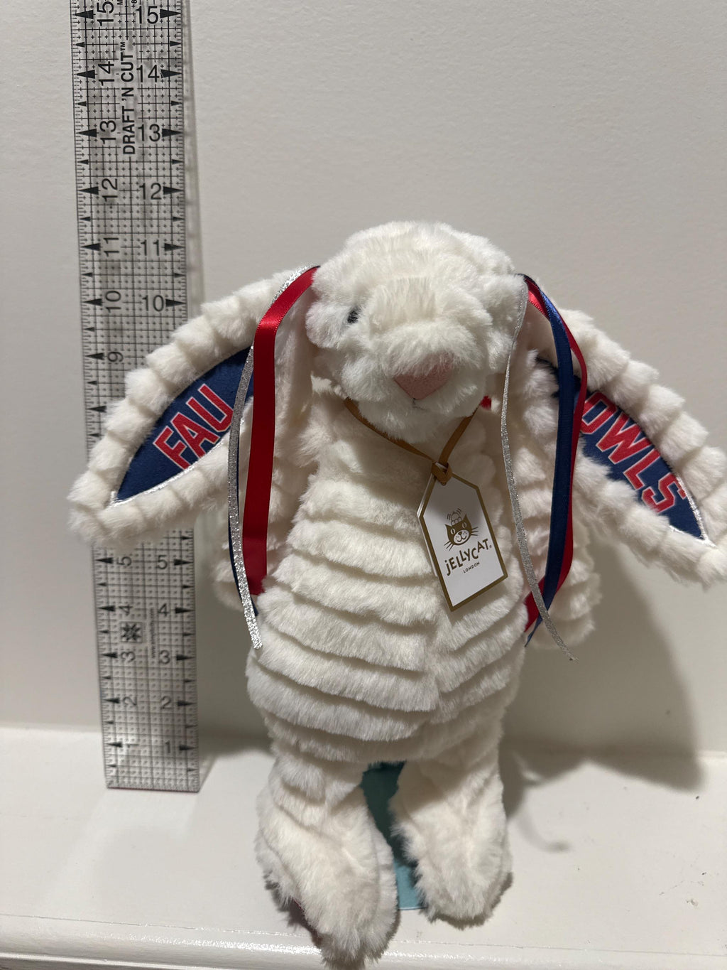 Hand-Customized Collegiate Keepsake Bunny - Florida Atlantic University - Medium Bunny