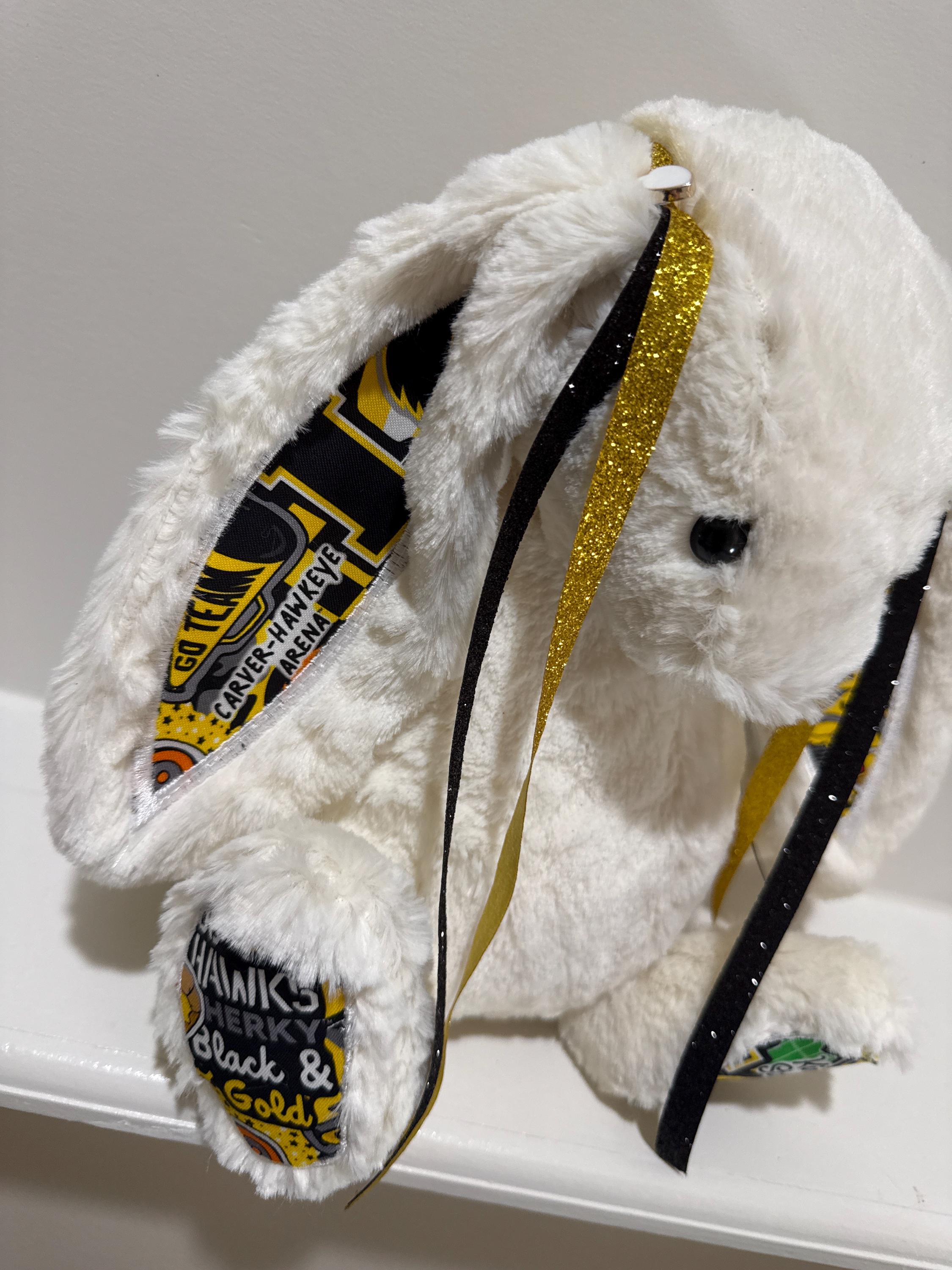 Hand-Customized Collegiate Keepsake Bunny - The University of Iowa - Large Bunny