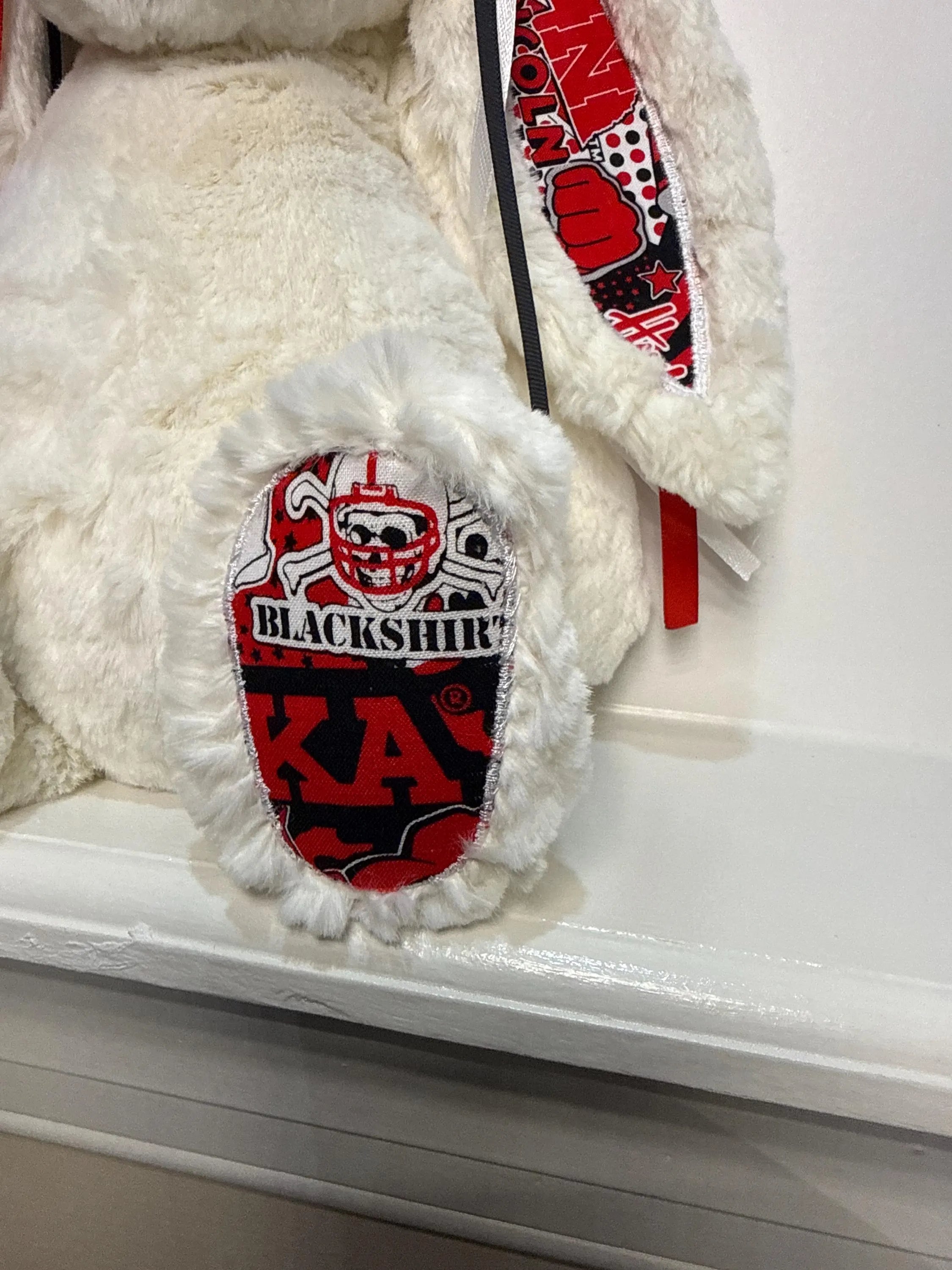 Hand-Customized Collegiate Keepsake Bunny - The University of Nebraska Cornhuskers - Large Bunny