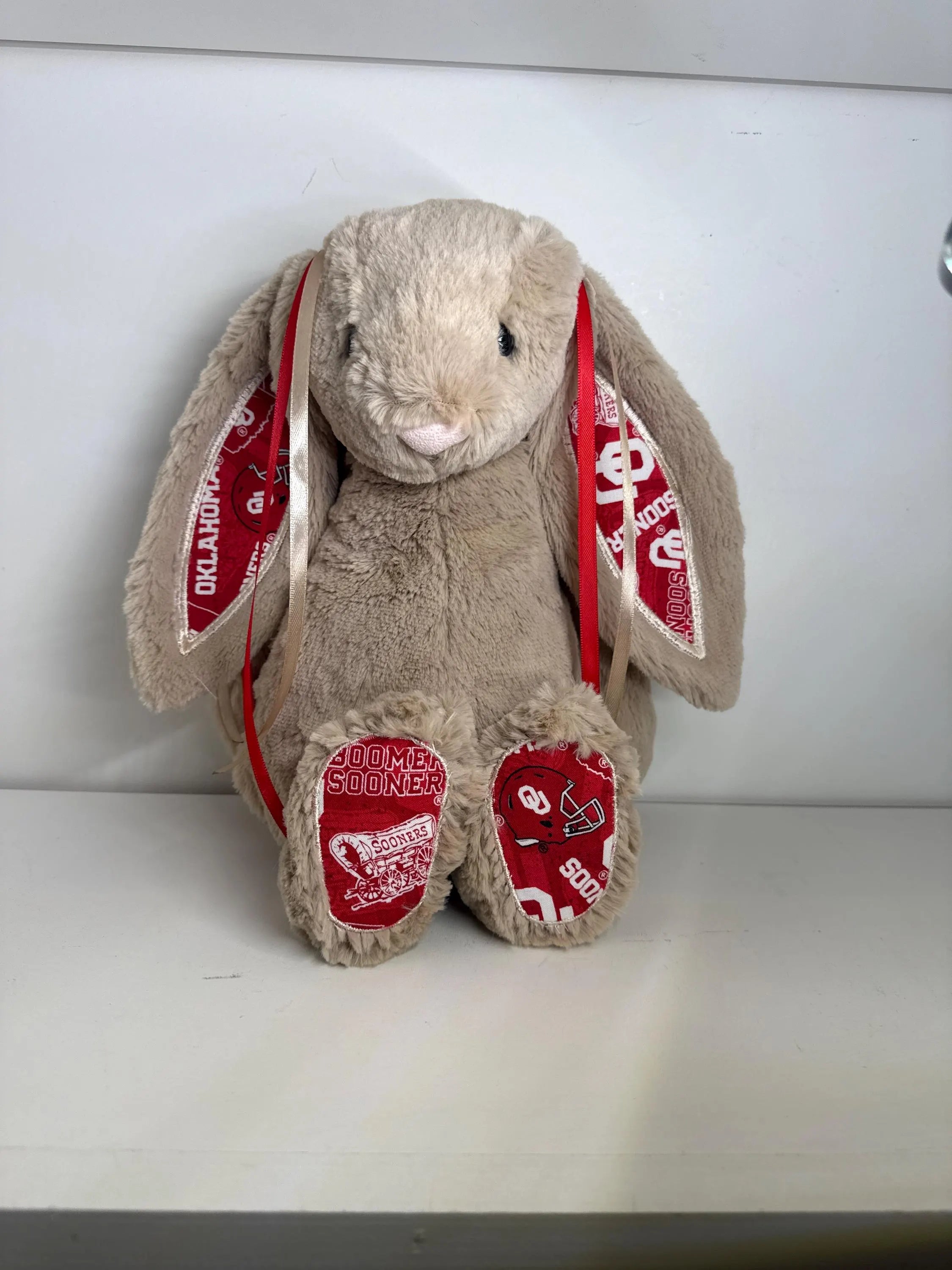 Hand-Customized Collegiate Keepsake Bunny - The University of Oklahoma - Large Bunny