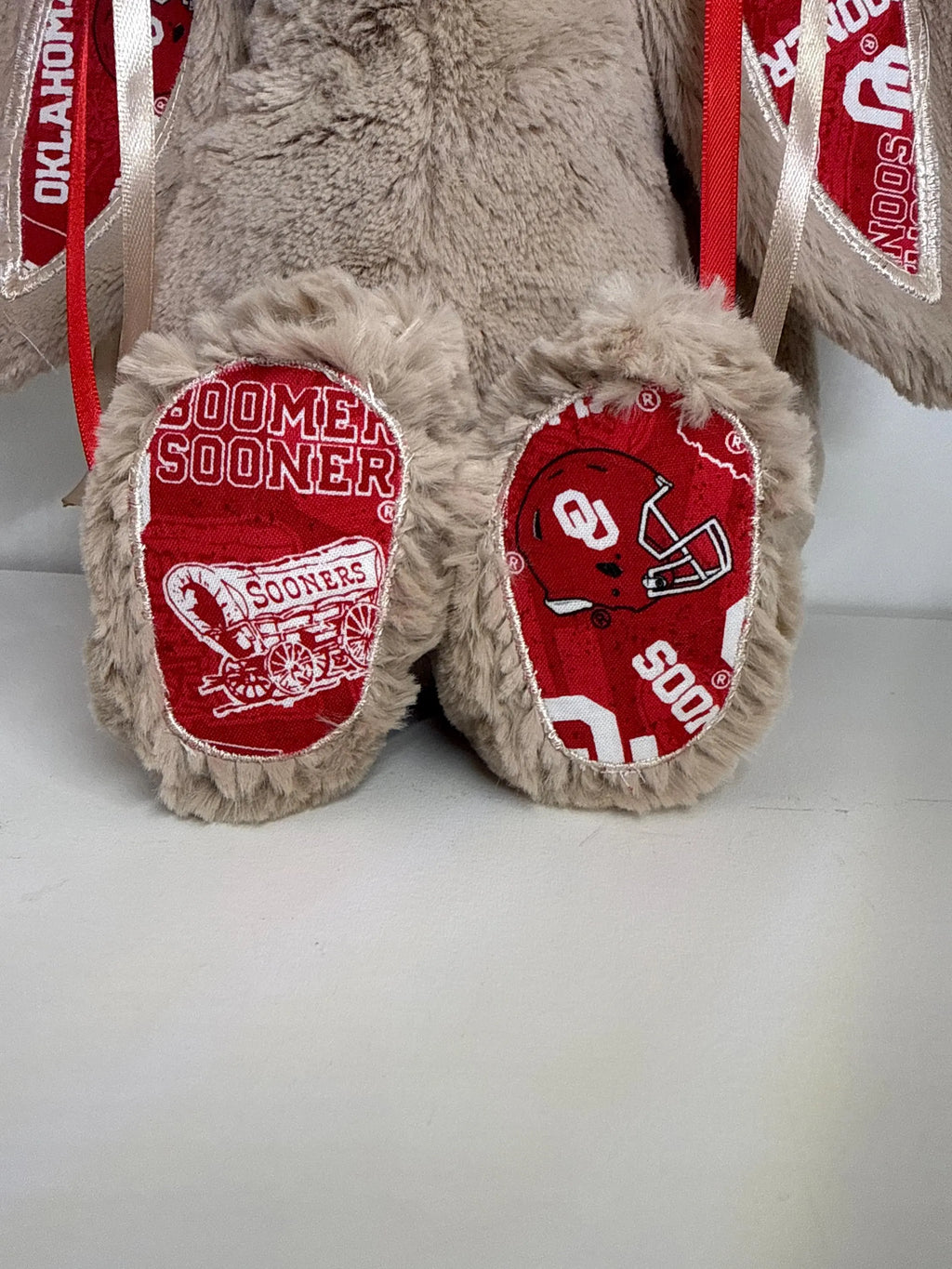 Hand-Customized Collegiate Keepsake Bunny - The University of Oklahoma - Large Bunny