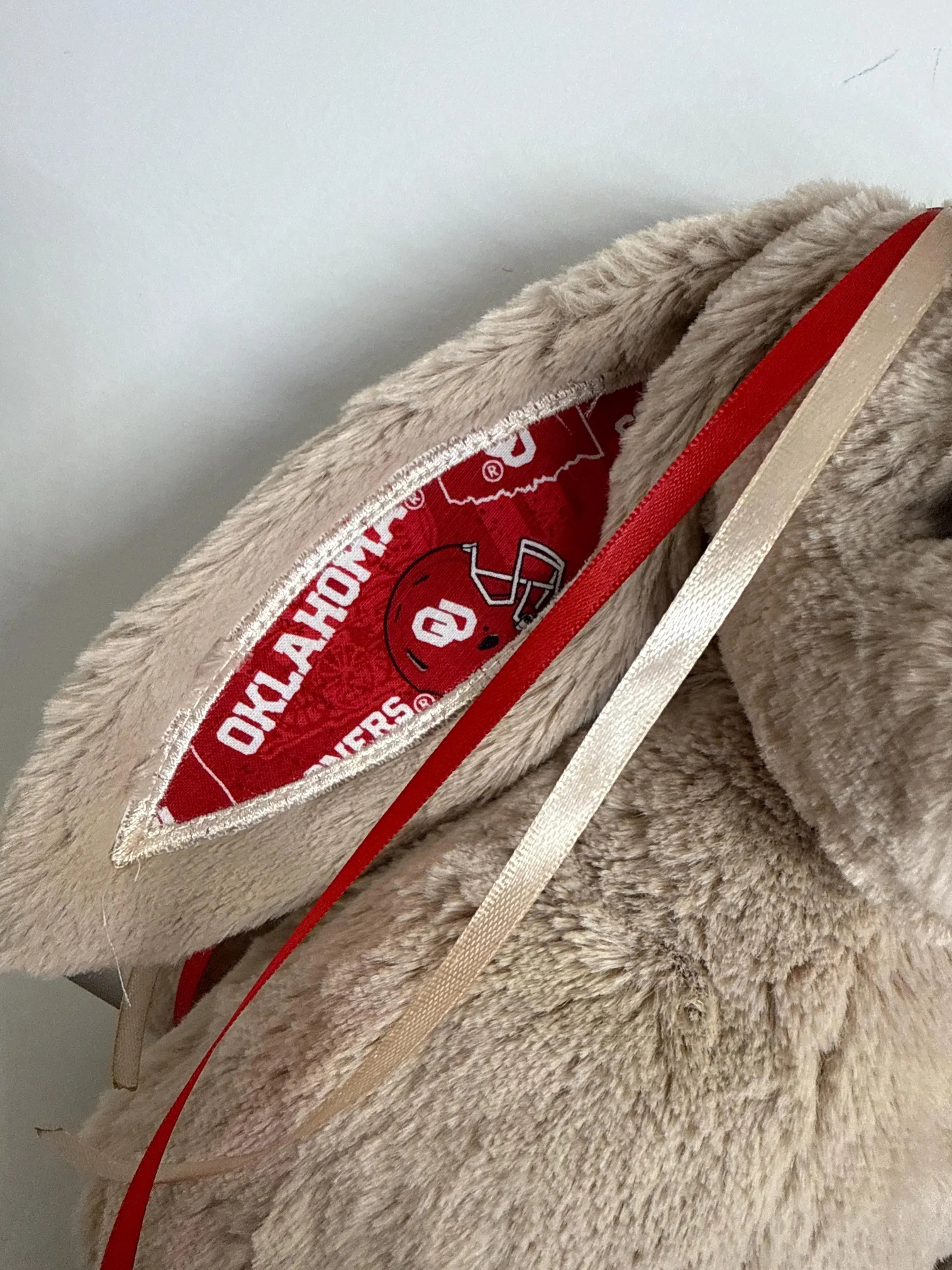 Hand-Customized Collegiate Keepsake Bunny - The University of Oklahoma - Large Bunny