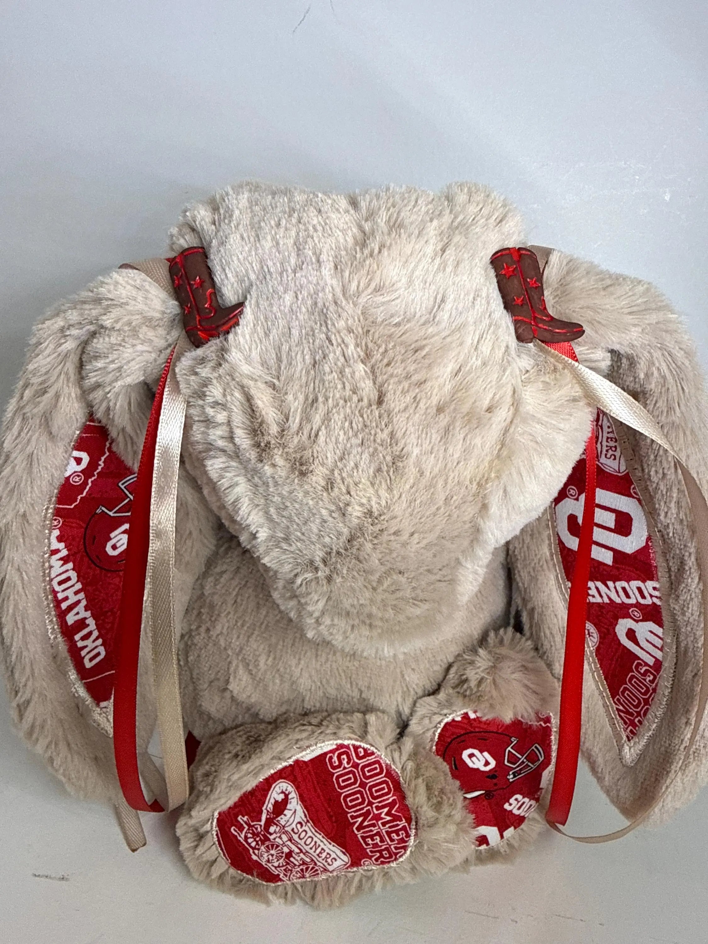 Hand-Customized Collegiate Keepsake Bunny - The University of Oklahoma - Large Bunny