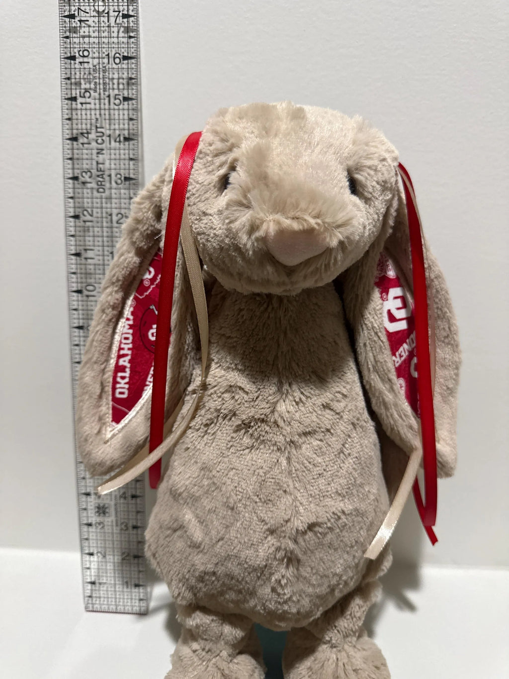 Hand-Customized Collegiate Keepsake Bunny - The University of Oklahoma - Large Bunny