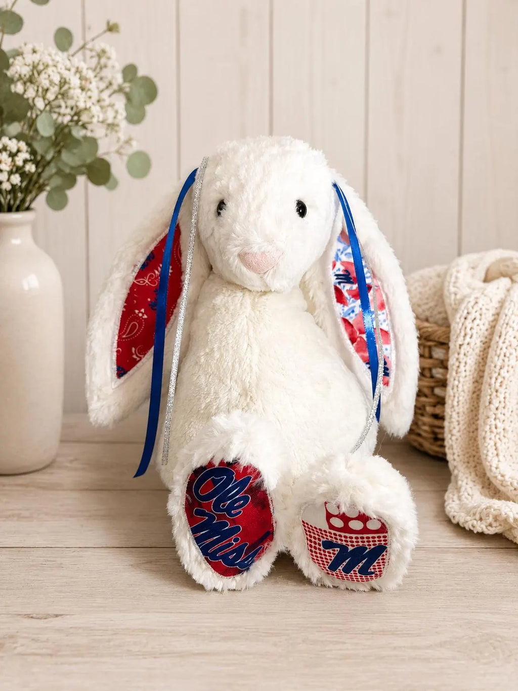 Hand-Customized Collegiate Keepsake Bunny Ole Miss - Large Bunny