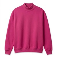 100% Cotton Bright Bubble Gum Pink Mock Neck Sweatshirt – Heavyweight Blank Sweatshirt