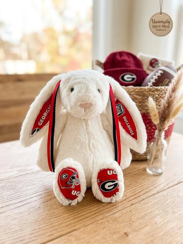 Hand-Customized Collegiate Keepsake Medium Bunny - The University of Georgia - UGA