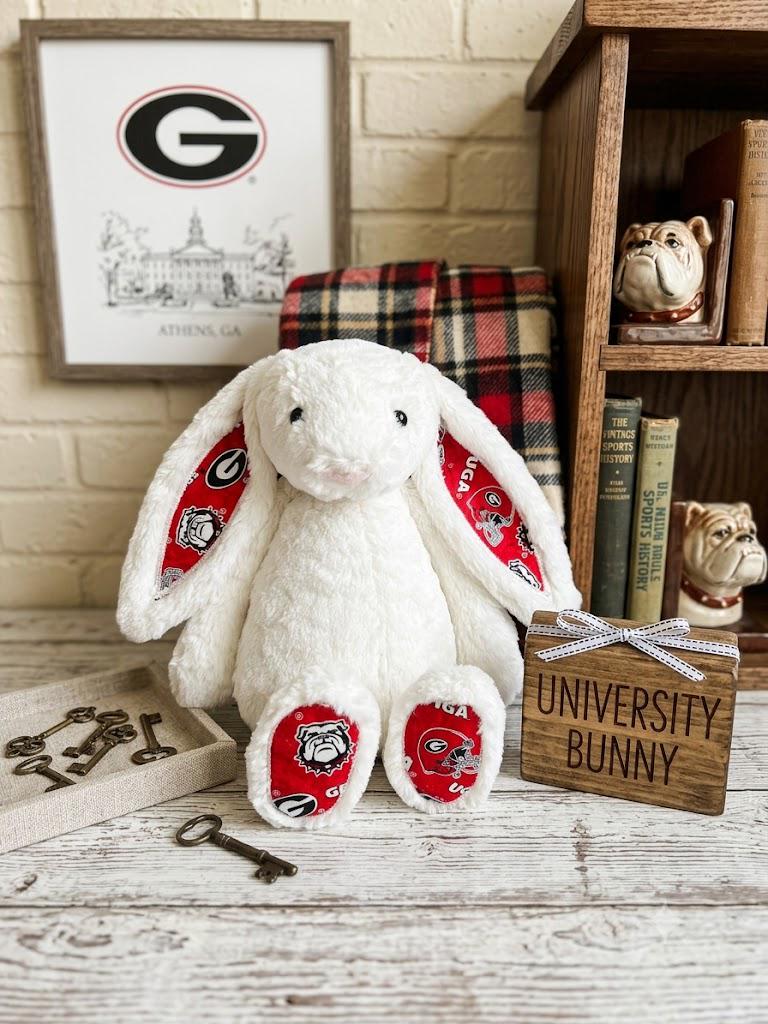 Hand-Customized Collegiate Keepsake Large Bunny - The University of Georgia - UGA