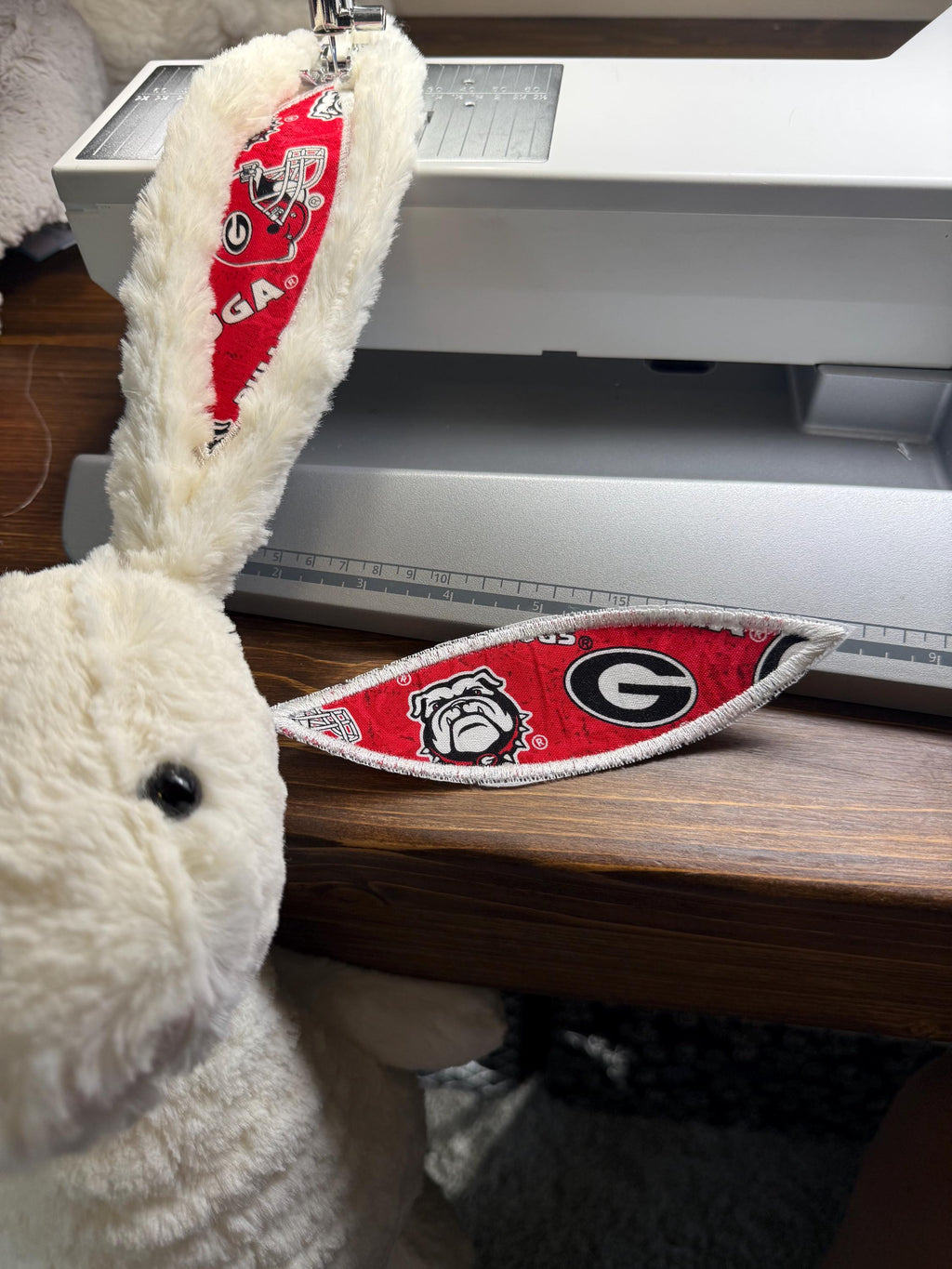 Hand-Customized Collegiate Keepsake Large Bunny - The University of Georgia - UGA