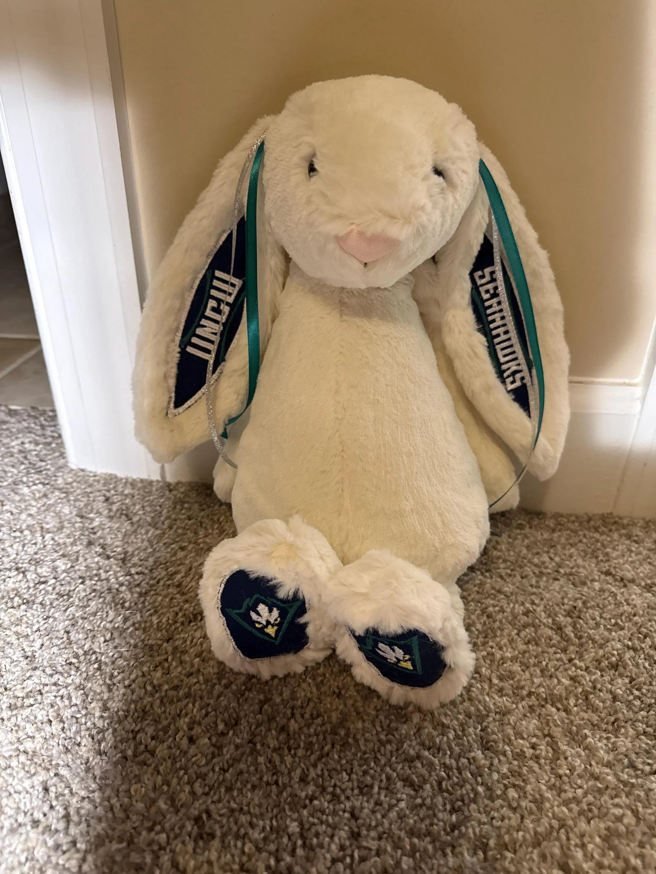 Hand-Customized Collegiate Keepsake Bunny UNCW - Large Bunny