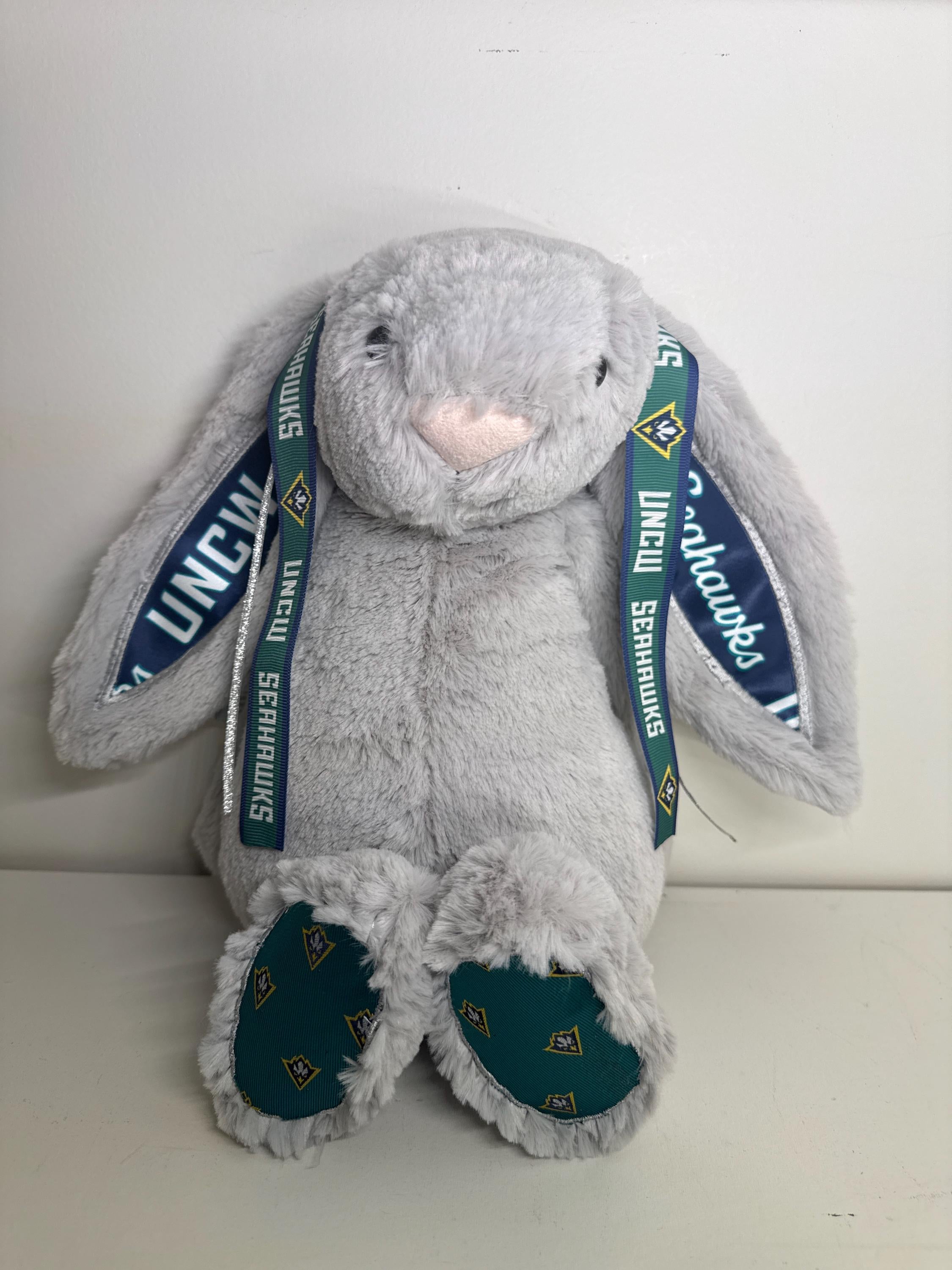 Hand-Customized Collegiate Keepsake Bunny UNCW - Large Bunny