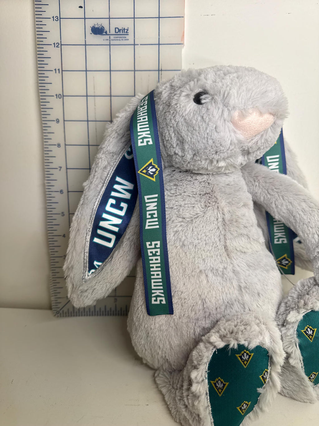 Hand-Customized Collegiate Keepsake Bunny UNCW - Large Bunny