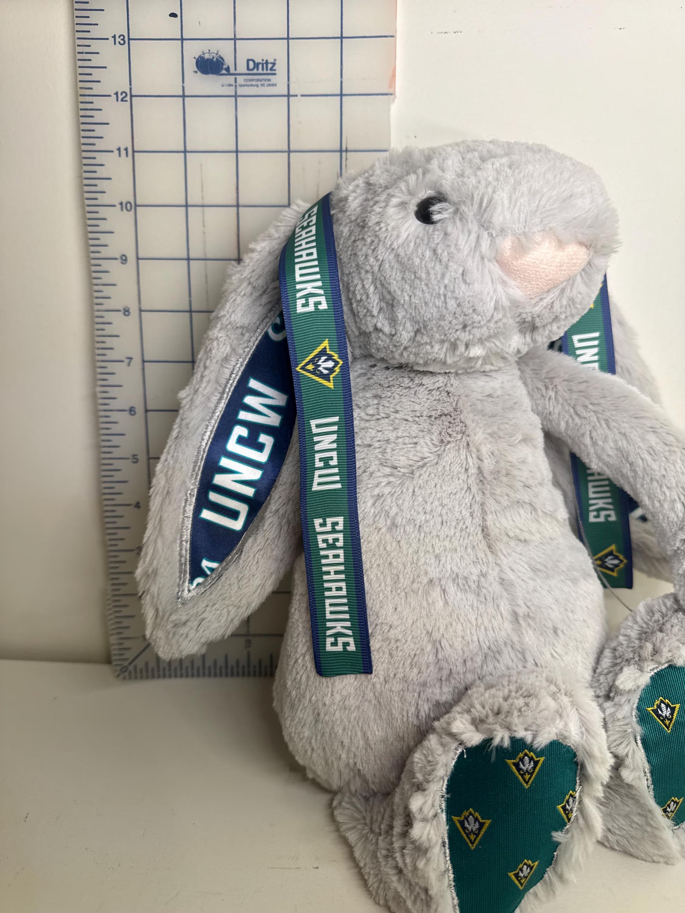 Hand-Customized Collegiate Keepsake Bunny UNCW - Large Bunny